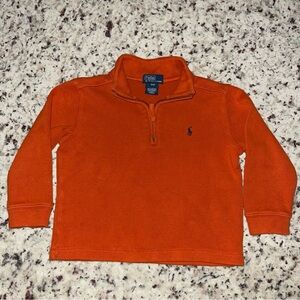 Polo Ralph Lauren Size 3T Quarter Zip Orange 100% Cotton Toddler Knit Kids Youth